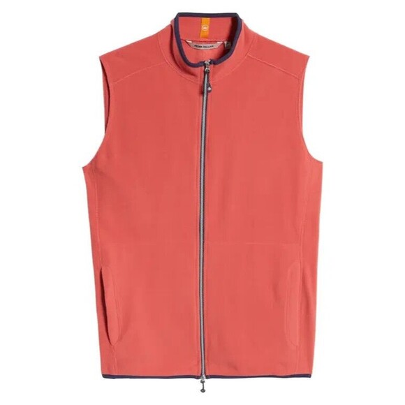 Peter Millar Thermal Flow Micro Fleece Vest Men's Medium Cape Red Full Zip NWT - Picture 1 of 13
